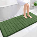OLANLY Memory Foam Long Bathroom Rugs Runner 59x24, Super Soft Absorbent Bath Mat, Quick Dry, Machine Washable Shower Floor Rugs, Bathmat Carpet, Bathroom Home Decor Accessories, Olive Green