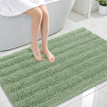 OLANLY Thick Large Bathroom Rugs 47x32, Extra Soft Absorbent Chenille Striped Bath Rugs, Rubber Backing, Machine Wash, Bath Mats for Bathroom Floor, Tub and Shower, Home Decor Accessories, Sage Green