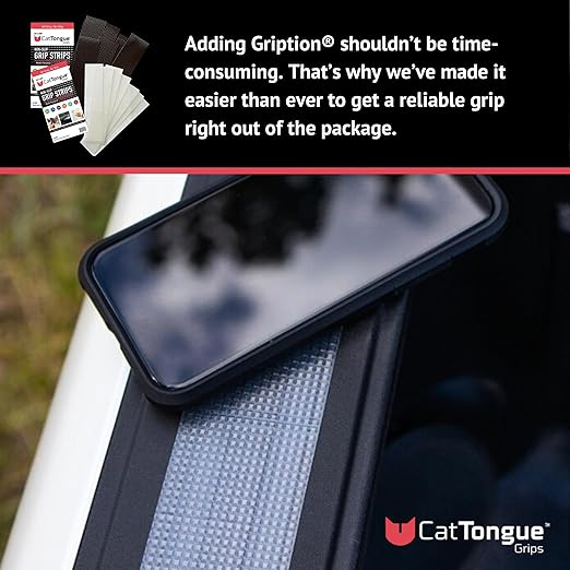 CATTONGUE GRIPS 2” Non-Abrasive Grip Tape Strips - Heavy-Duty, Waterproof Anti-Slip Tape for Furniture, Bathtubs, Frames, Gaming & More - Indoor & Outdoor Anti-Slip Solution (Clear, 1-Pack)