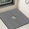 Shower Mat Non Slip,32 x 32 Inch Extra Large Square Shower Mat with Drain Hole in Middle,Soft Loofah Bath Mat Shower Stall Bathtub Mat for Inside Shower Bathroom,Without Suction Cups (Grey)