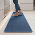 YDKGL Kitchen Mats for Floor, Super Absorbent Kitchen Rugs Non Slip Washable, Soft Imitation Linen Braided Kitchen Runner Rug, Standing Mat Sink Mat, Easy to Clean, Blue 17x59