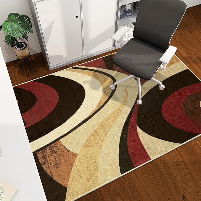 Office Chair Mat for Hardwood Floor, 60"x45" Easy Glide Computer Desk Mat Protector for Rolling Chair Under Desk Rug Nonslip Backing, Machine Wash, (Modern)