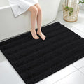 OLANLY Thick Large Bathroom Rugs 40x32, Extra Soft Absorbent Chenille Striped Bath Rugs, Rubber Backing, Machine Wash Dry, Bath Mats for Bathroom Floor, Tub and Shower, Home Decor Accessories, Black