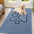 Smiry Dog Door Mat for Muddy Paws, Absorbent Dirt Trapper Non Slip Quick Dry Washable Chenille Mat for Mud Dogs, Entry Rug for Indoor and Outdoor (47x32 Inches, Airy Blue and Black)