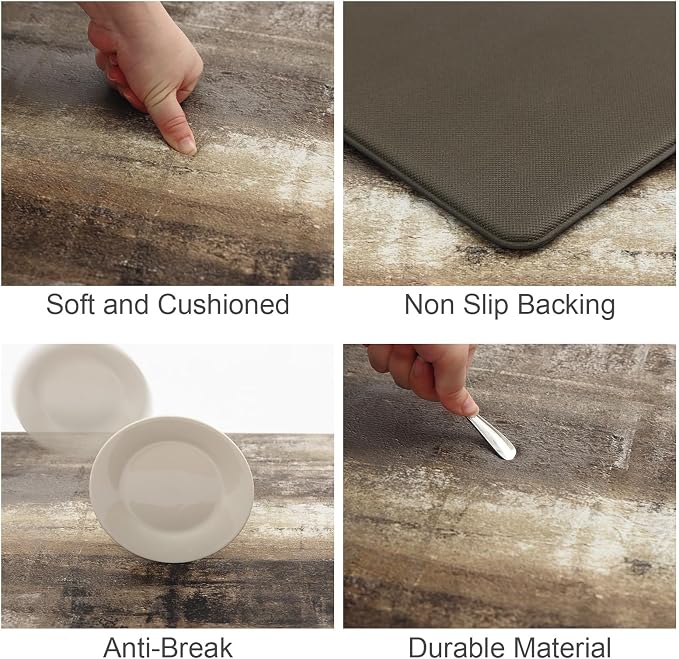 MAYHMYO Anti Fatigue Kitchen Mat - Set of 2 - Taupe Abstract Art Comfort Mats - Cushioned, Non Slip Floor Mat,17.3 x 29 x 0.4 inch + 17.3 x 47 x 0.4 inch