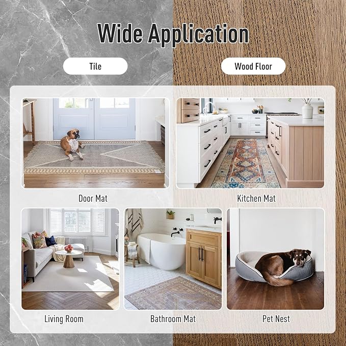 Rug Corner Gripper Non Slip - Self Adhesive Rug Pads Grippers for Hardwood Floors, Reusable Carpet Tape for Tile Floors, Cuttable Rug Stickers Keep Corners Flat (12x12cm)