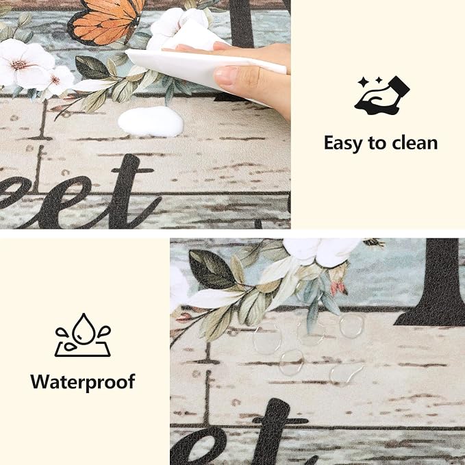 Yamaziot Anti Fatigue Kitchen Rug Set of 3, Non-Slip Waterproof Farmhouse Cushioned Comfort Standing Floor Mat for Kitchen, Office, Sink, Laundry