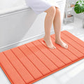 OLANLY Memory Foam Bath Mat 44x24, Super Soft Absorbent Bathroom Rugs, Quick Dry, Machine Washable Shower Floor Rugs, Bathmat Carpet, Bathroom Home Decor Accessories, Coral