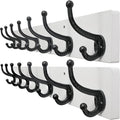 WEBI Rustic Coat Rack Wall Mount,30" Long 7 Cast Iron Coat Hooks Wall Mounted,Heavy Duty Wood Wall Coat Hanger Hooks for Hanging Coats,Jacket,Clothes,Backpack,Farmhouse,Black on White,2 Packs