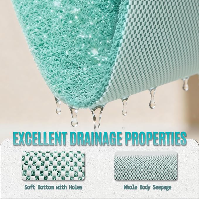 Joyhalo Shower Mat Bathtub Mat Non Slip, Bathmats Non Slip, Quick Drying Foot Scrubber Loofah Mats for Shower, Tub, Bathroom, Home,32x24inch, Aqua
