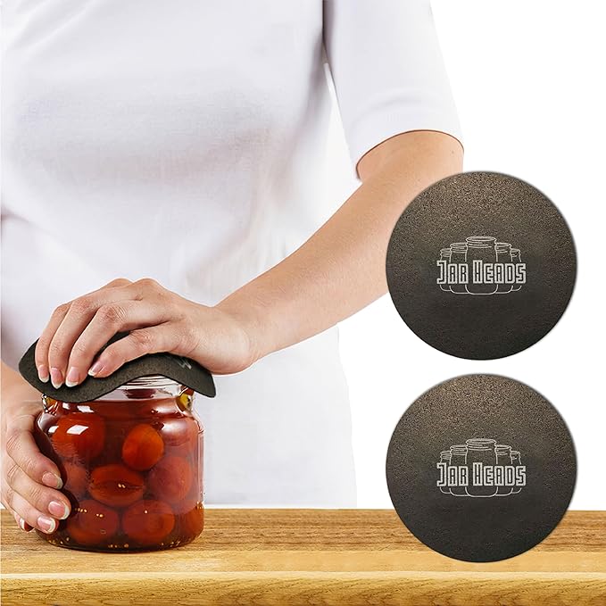 JAR HEADS Rubber Jar Opener Gripper Pad 2 Pack - Thick 5 Inch Grippers for Opening Jars Made in the USA - Jar Opener for Weak Hands & Seniors with Arthritis
