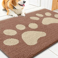 Smiry Dog Door Mat for Muddy Paws, Absorbs Moisture and Dirt, Low-Profile Entryway Mat with Non-Slip Backing, Entry Indoor Outdoor Doormat for Inside Floor (36x24 Inches, Camel, Paw)