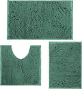 RUN HELIX Dark Green Bath Rugs Set 3 Piece Bathroom Rug Non-Slip Bath Mats, Absorbent Shaggy Rugs, Machine Wash, Perfect Plush Bathroom Mats