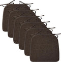 Ruqmuis Chair Cushions for Dining Chairs, 2" Thick Seat Cushions for Kitchen Chairs, D-Shaped Chair Pads with Washable Cover, Ties and Non Slip Backing, 17'' x 16'', Set of 6, Brown