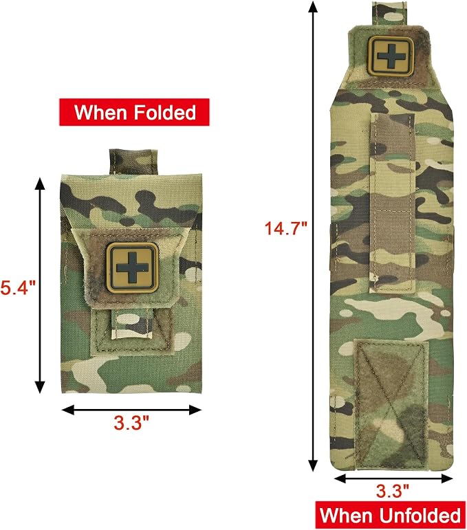 Mini IFAK Pouch, Compact Empty First Aid Organizer with Elastic Loops and Pull Tab, Portable EDC Micro Trauma Pouch for Pocket Backpack and Outdoor Carry