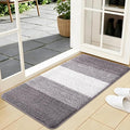 Kitinjoy Indoor Outdoor Door Mat, 40x24 Non-Slip Absorbent Dirt Trapper, Low-Profile Washable Inside Entrance Front Floor Mat, Sturdy Soft Entry Doormats for Entryway, Light Grey