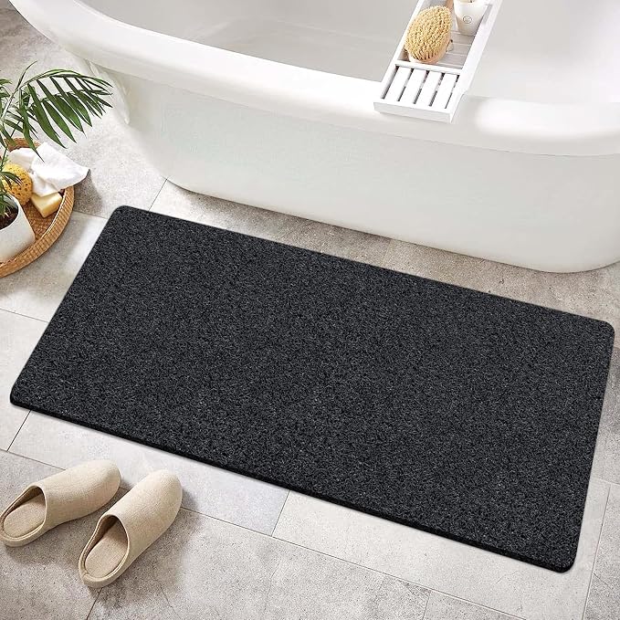 SONGZIMING Shower Mat Non Slip 40.2 x16.1 Inch, Loofah Shower Mat Anti Slip Tub Mat Without Suction Cups, Shower Floor Mat for Wet Area, Quick Drying, Black