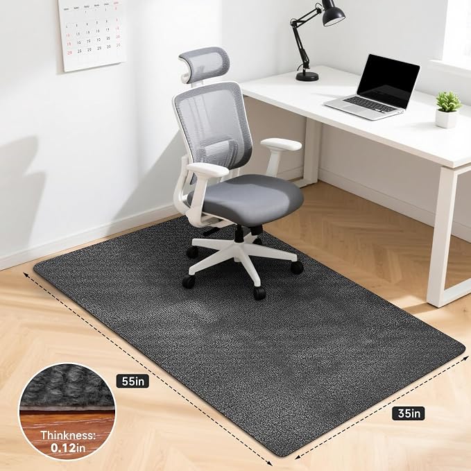Office Chair Mats for Hardwood Floor, Dark Gray 47"x36" Computer Chair Rug, Under Desk Mat, Large Anti-Slip Floor Protector for Home, Office, Study