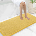 Smiry Luxury Chenille Bathroom Rugs 47x20, Extra Soft and Absorbent Shaggy Bath Mat, Machine Washable, Non-Slip Plush Carpet Runner for Tub, Shower, and Floor, Home Decor Accessories, Yellow