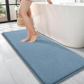 OLANLY Thick Memory Foam Bathroom Runner Rugs 47x17, Extra Soft Absorbent Long Bath Rug, Quick Dry, Non-Slip, Machine Washable Bath Mats for Bathroom, Tub and Shower, Home Decor Accessories, Airy Blue