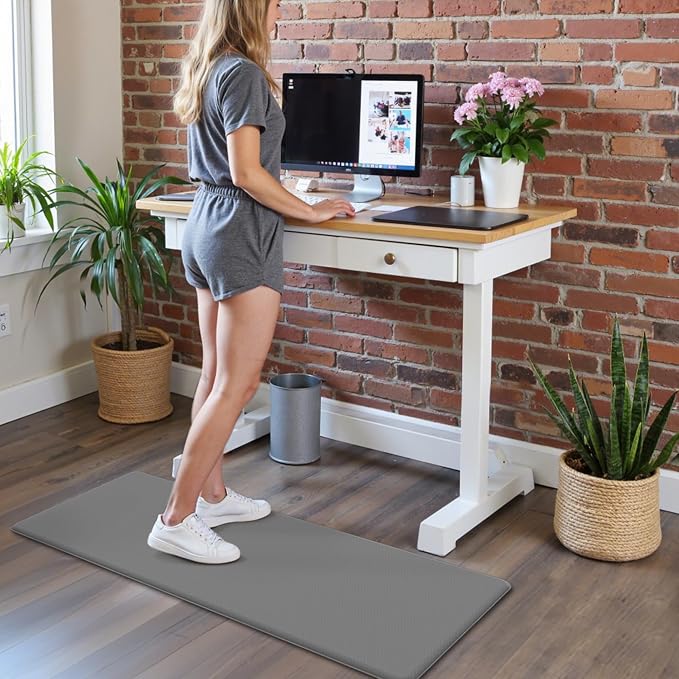 GENIMO Kitchen Mats for Floor 2PCs, Washable Anti Fatigue Mat for Cushioned, 17.3"x47"+17.3"x30", Waterproof Kitchen Rugs, Non Slip Comfort Standing Mat Rug for Home, Sink, Laundry, Slate Gray