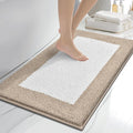 anllugs Bathroom Rugs 20" x 30", Non-Slip Extra Soft Absorbent Bath Rugs, Machine Washable Quick Dry Bath Mats for Bathroom Floor, Shower, Bathtub and Sink, Beige & White