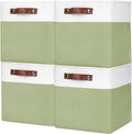 Bagnizer Collapsible Fabric Storage Cubes 11x11 Cube Storage Bins, 4 Pack Closet Baskets Box with Handles for Organizing, Shelf, Toys, Clothes, Home, Office, Nursery (Green&White)