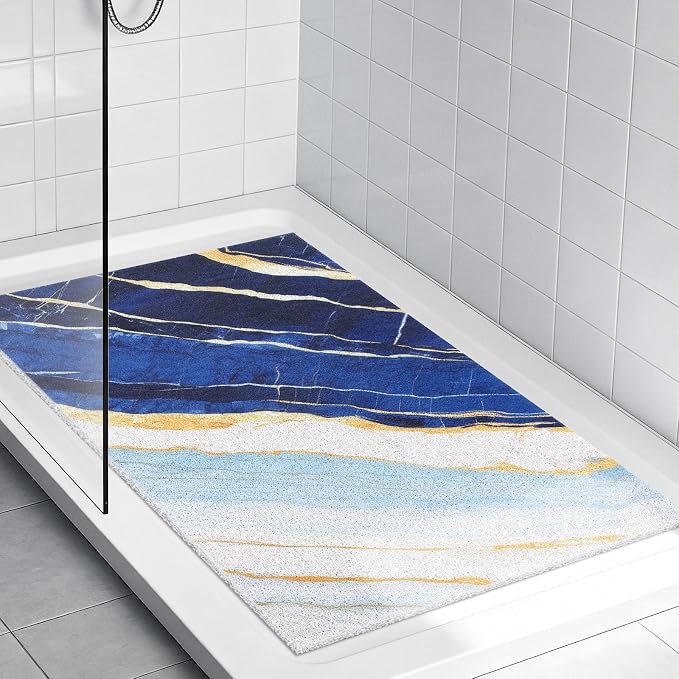 Shower Mat Non Slip, 24x36 Inch Extra Large Shower Mats for Inside Shower, Soft PVC Loofah Shower Mat Trimable,No Odor Shower Stall Mats for Elderly Kids, Quick Drying and Easy to Clean