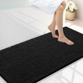 Smiry Luxury Chenille Bathroom Rugs 44x24, Extra Soft and Absorbent Shaggy Bath Mat, Machine Washable, Non-Slip Plush Carpet Runner for Tub, Shower, and Floor, Home Decor Accessories, Black