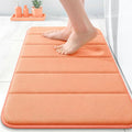 OLANLY Memory Foam Bath Mat 35x16, Super Soft Absorbent Bathroom Rugs, Quick Dry, Machine Washable Shower Floor Rugs, Bathmat Carpet, Bathroom Home Decor Accessories, Peach