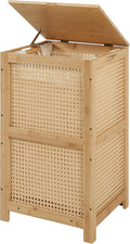 TIOPGHAD Bamboo-Laundry-Hamper-Wicker-Basket-with-lid Large Wood Laundry Hampers Basket Bin Storage Organizer for Dirty Clothes, Laundry Room, Bathroom, Bedroom, Living Room(13Gallon/50L)