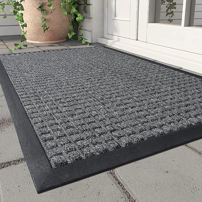 MontVoo Door Mat Indoor Entrance Doormat, Absorbent Durable Rubber Non Slip Front Door Mat for Inside Entry Entryway Dirt Trapper Welcome Mat