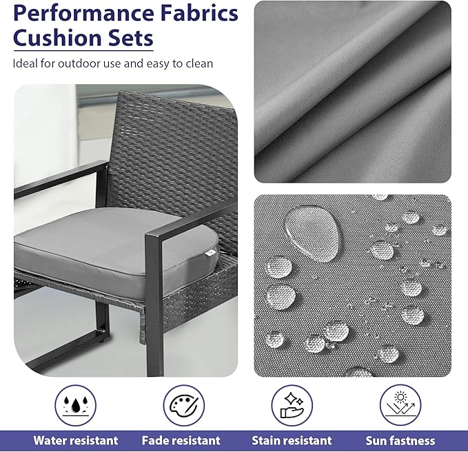 IPYNBAP Outdoor Chair Cushions Set of 4 -Waterproof Outdoor Seat Cushions for Patio Furniture, Patio Chair Cushion with Handle and Ties, Out Door Chair Pads,17x16x2-Round, Grey