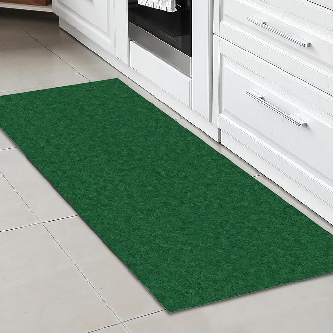 Ottomanson 2'7" x 6' Hallway Runner - Extra Durable Non-Slip Rug Mat for Indoor & Outdoor Use - Ideal for Kitchen, Entryway & Garage - High-Traffic Carpet, Green