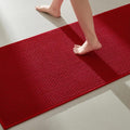 TYUU Christmas Bathroom Runner Rug, Long Bath Mat Washable Thin Quick Dry Low Pile Bathroom Runner Rugs 24 x 60 Non Slip, Red 24"x60"