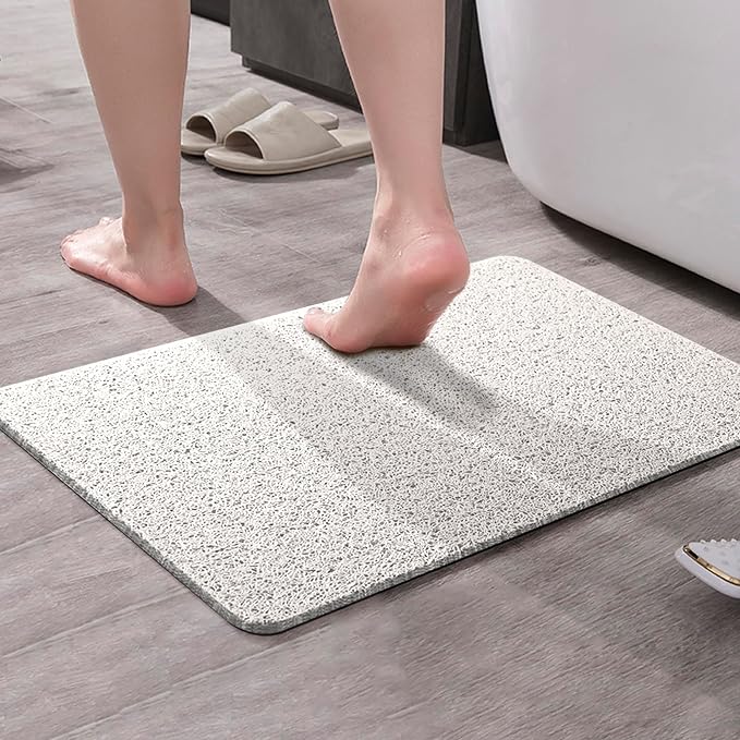 Asvin Soft Textured Bath, Shower, Tub Mat, 24x16 Inch, Phthalate Free, Non Slip Comfort Bathtub Mats with Drain, PVC Loofah Bathroom Mats for Wet Areas, Quick Drying