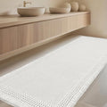 IM HOME Extra Large Waffle Bath Mat, Boho Bathroom Rugs Absorbent Non Slip, Ultra Soft Bathroom Mat, Machine Washable Knit Bath Rugs with Border for Bathroom, Bedroom, Kitchen, Tub, 5'x2', White