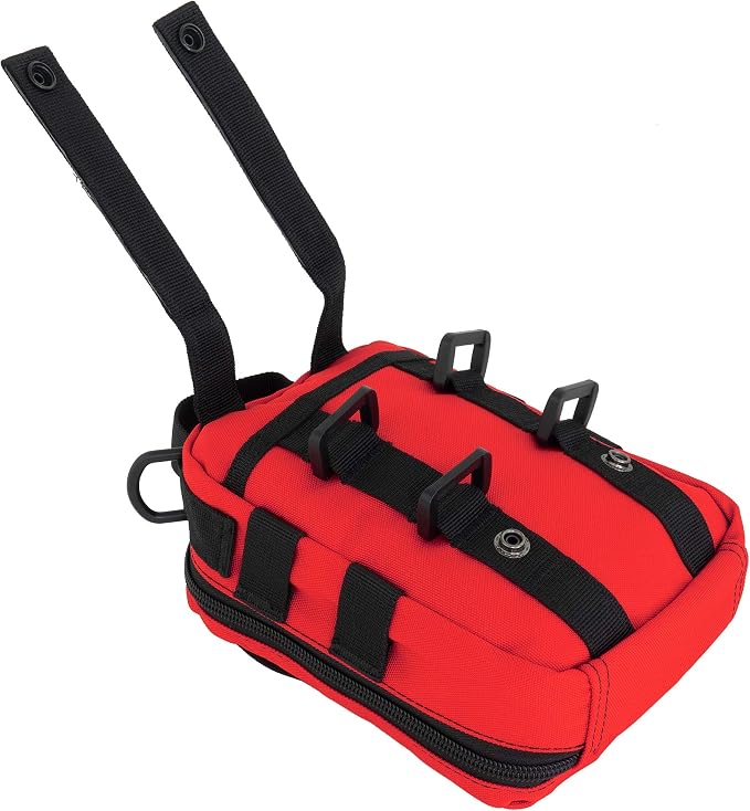 LINE2design First Aid (Ifak) Pouch EMS Bag - EMT Emergency Medical Trauma Pack Bags Tactical EDC Rescue Utility Gear IFAK Bags for Hiking Gunshot Stop Bleeding Includes USA Patch - Red