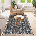 Lahome Moroccan Machine Washable Rugs for Living Room, 4x6 Rug for Bedroom Non-Slip Vintage Trellis Ultra-Thin Throw Carpet for Dining Room Office Nursery Elise, Black/Multi