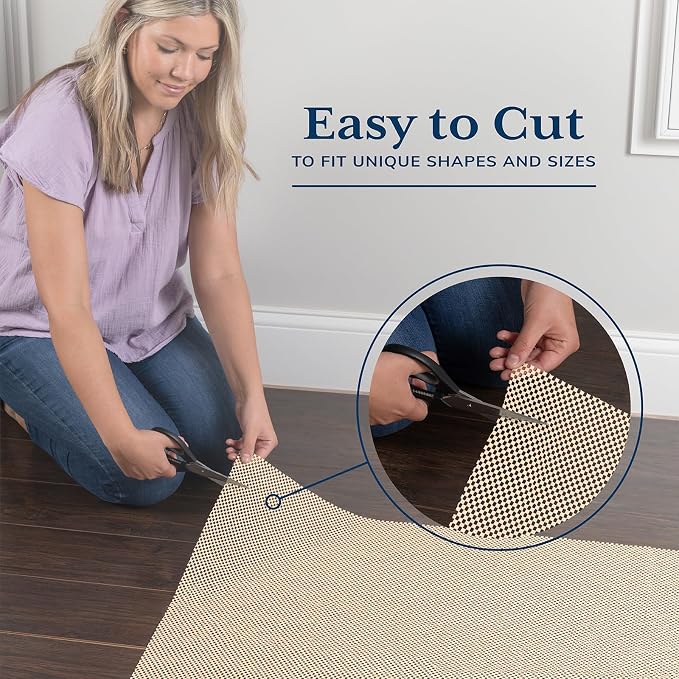 Veken 8x10 Ft Rug Pad Gripper for Hardwood Floors, Non Slip Khaki Rug Pads for Area Rugs, Thick Rug Grippers for Tile Floors, Under Carpet Anti Skid Mat, Keep Your Rugs Safe and in Place
