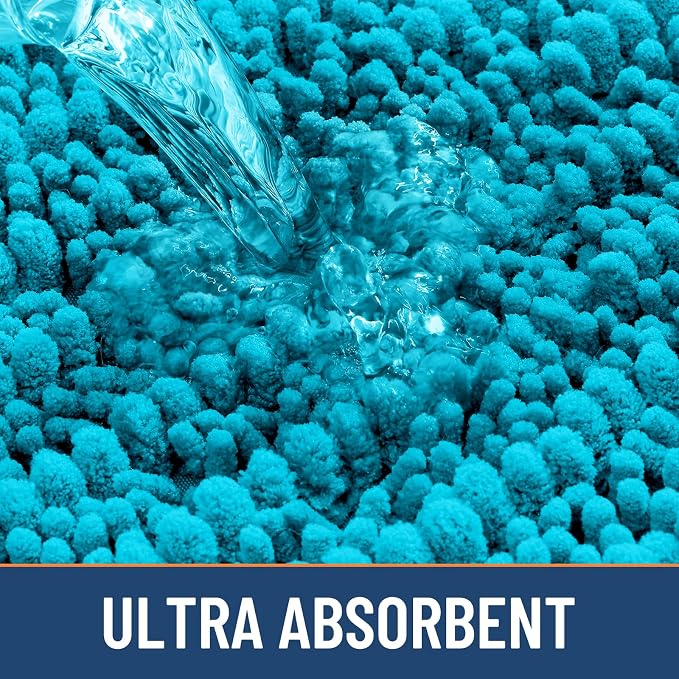 Smiry Bathroom Rugs Mat 24x16, Extra Soft Absorbent Chenille Bath Rugs, Non Slip Rubber Backing Machine Washable Quick Dry Bath Mats for Bathroom Floor, Tub, Shower, Home Decor Accessories, Aqua Sky