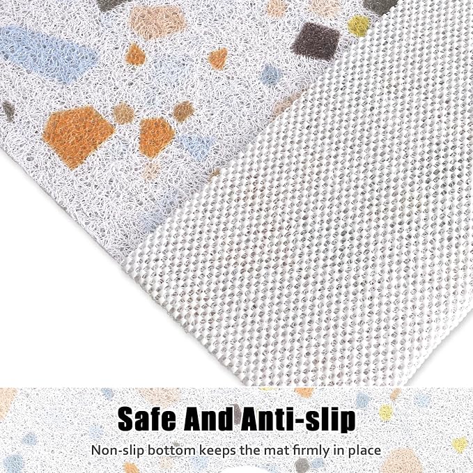 Square Shower Mat Non Slip: 27x27 Inch Shower Floor Mat with Drain Hole in Middle, Super Soft and Comfortable PVC Loofah Massage Bath Mat for Shower, Anti Slip Shower Stall Mat, Quick Drying
