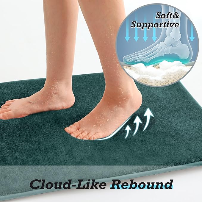 HUXMEYSON Bathroom Rugs Sets 3 Piece, Non-Slip & Quick Dry Bath Mat Set, Ultra Soft Velvet Bath Rugs for Bathroom, Toilet and Shower Floor, Peacock Blue