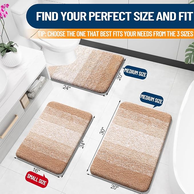 OLANLY Bathroom Rugs Mat 34x21, Extra Soft Absorbent Microfiber Bath Rugs, Rubber Backing, Quick Dry, Machine Washable Bath Mats for Bathroom Floor, Tub and Shower, Home Decor Accessories, Beige