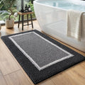 DEXI Bathroom Rugs 43x24, Absorbent Extra Soft Plush Microfiber Bath Mat for Bathroom, Non Slip Washable Bathmat Quick Dry for Shower Floor, Sink, Tub, Laundry Room, Dark Grey