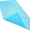 Non-Slip Bathtub and Shower Mats, Power Grip Bath Mat 35 x 16.3 Inch with Suction Cups and Drain Holes for Tub Bathroom Floor Safety, Machine Washable Soft Bathmat, Clear Blue