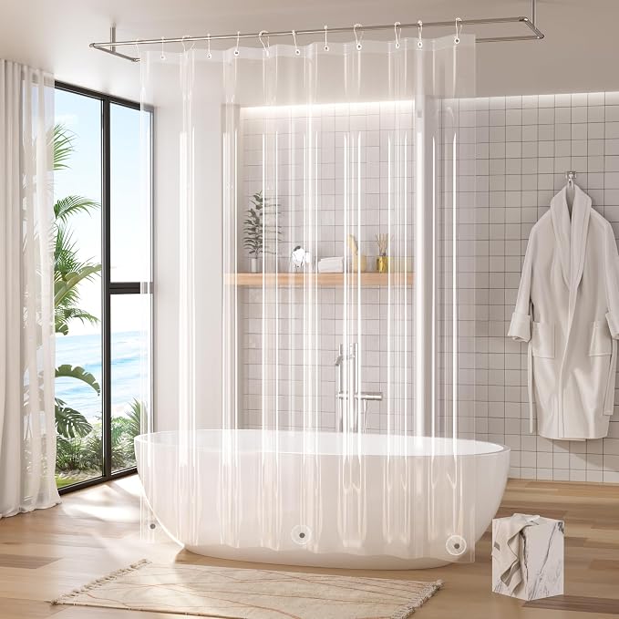 Titanker Clear Shower Curtain Liner 72x90, Extra Long Shower Liner PEVA Lightweight Inside Shower Curtains for Bathroom with Magnets and Grommet
