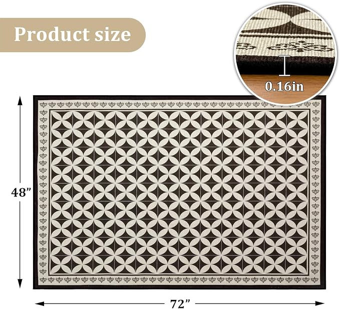 Office Chair Mat for Hardwood Floor, 72"x48" Easy Glide Computer Desk Mat Protector for Rolling Chair Under Desk Rug Nonslip Backing, Machine Wash, (Modern)