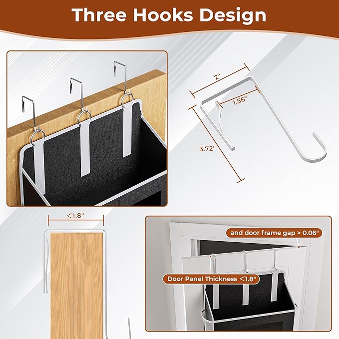 2 Pcak 5 Tier Over The Door Organizer - Large Capacity Behind Door Hanging Shelves with 10 Mesh Pockets and Clear Windows, Closet Organizers and Storage for Bathroom, Bedroom, Nursery, Black