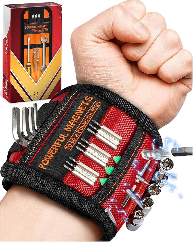 Father Day Gifts from Daughter Wife Son Magnetic Wristband: Men Tool Gifts for Men Him Belt Magnet Wrist for Holding Screws Nails Cool Gadgets Ideas Grandpa Father Day Gifts for Husband Dad Papa